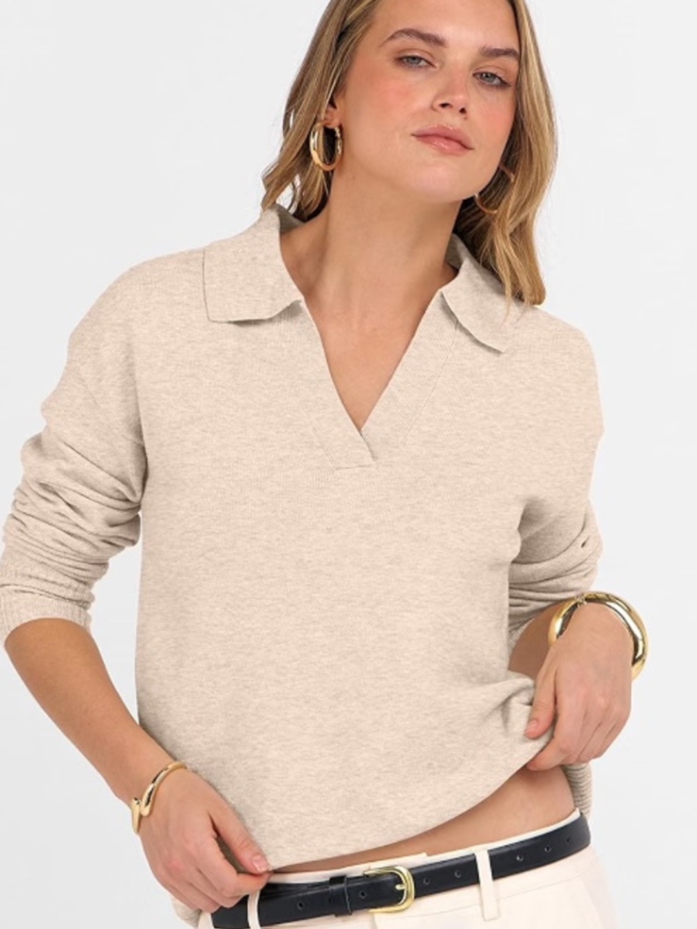 Women Polo V Neck Lightweight Fall Sweaters